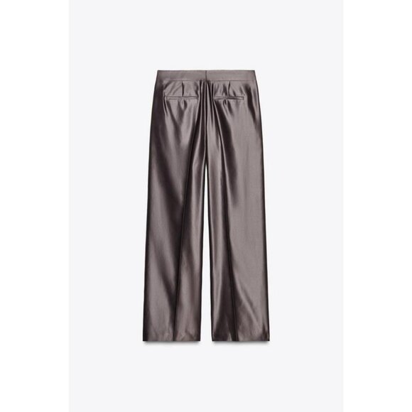 ZARA SATIN STRAIGHT-LEG TROUSERS - Picture 7 of 8